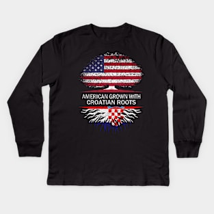 American Grown with Croatian  Roots USA Flag Kids Long Sleeve T-Shirt